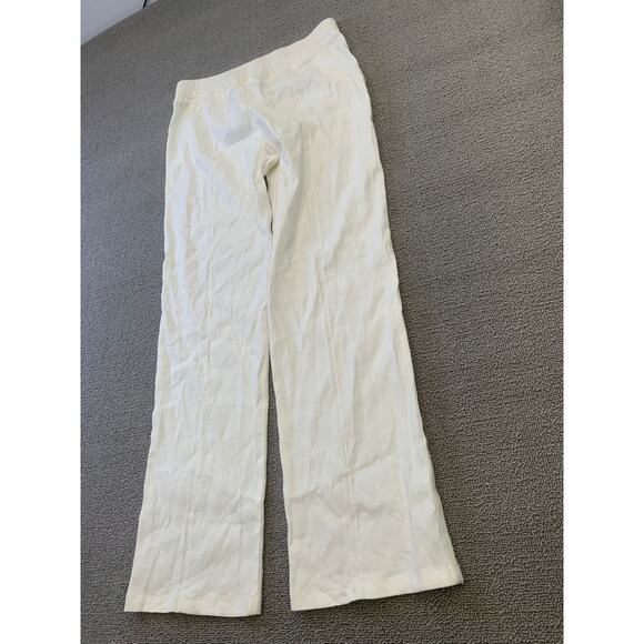 Monrow Women Medium White Wide Leg Linen Blend Pants - Picture 12 of 14